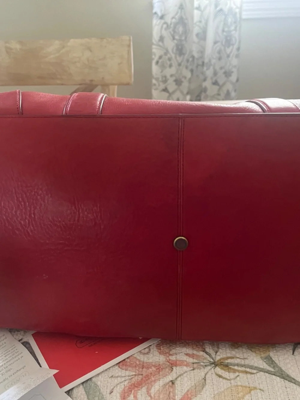 Vintage Red Leather Weekender Coach Bag - Picture 5 of 11